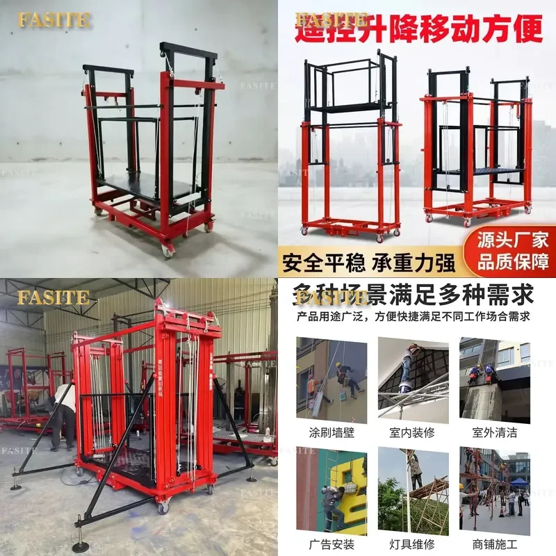 For Electric Lift Scaffolding Remote Control Automatic Lifting Platform Heavy Duty Adjustable Height Work Stand for