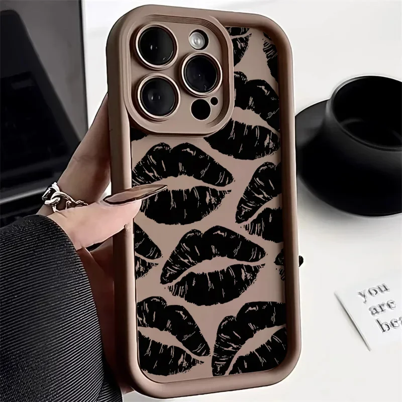 Black Lips Kiss Print Soft Silicone Phone Case For Google Pixel 9 8 7 8A 7A Pro XL 9Pro 7Pro 8Pro Shockproof Matte Back Cover