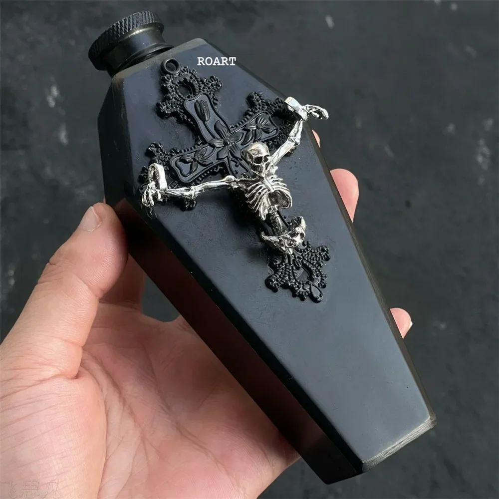 Gothic Diablo Whiskey Jug Handmade Slightly Aged Vodka Flask Food Grade Stainless Steel 200ml Men's Gift