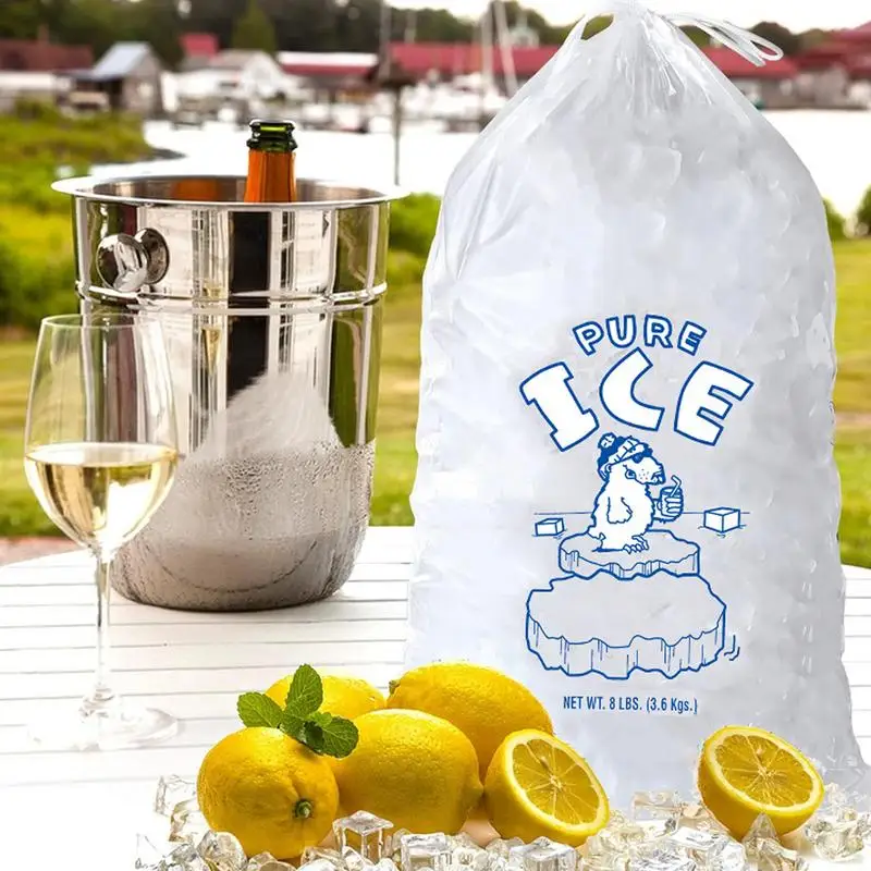 Ice Bags with Drawstring 10pcs Heavy-Duty Bag of Ice with Drawstring Leak-Proof Ice Maker Bags Thickened Empty Ice Bags