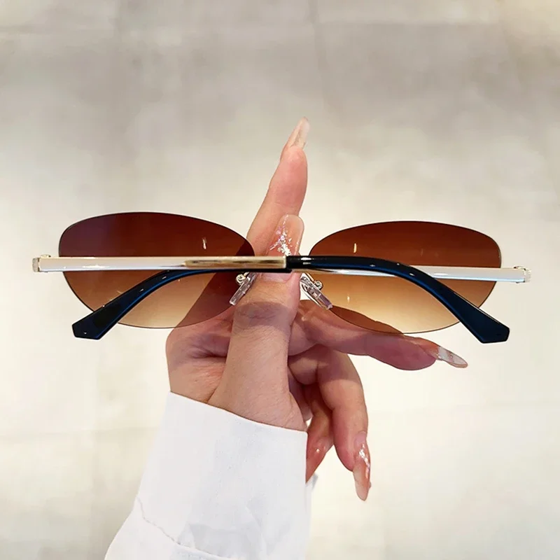 New Luxury Brand Designer Small Frame Cat Eye Sunglasses Women Vintage Fashion Sun Glasses Popular Punk Sexy Ladies Shades UV400 image 5