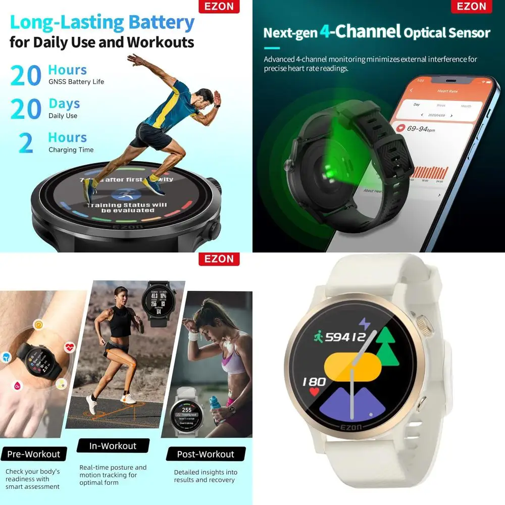 

Спортивные часы R7 GPS для бега, двухдиапазонный GNSS, оптический датчик пульса, оценка тренировок и фитнеса, отслеживание сна, легкий вес, многофункциональность