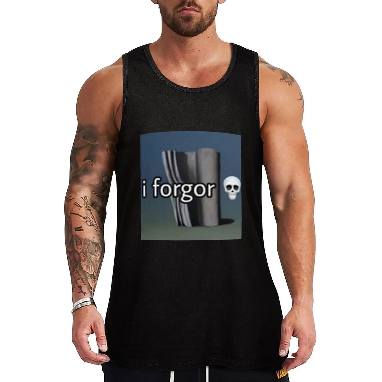 

i forgor  Tank Top Men's t-shirts Japanese t-shirt sleeveless gym shirt man fitness bodybuilding man