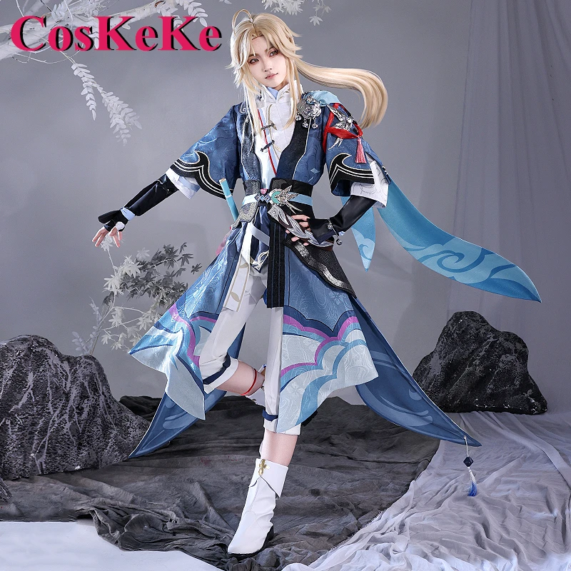 CosKeKe Yanqing Cosplay Anime gra Honkai: Star Rail kostium moda przystojny mundur bojowy mężczyźni Halloween odzież do odgrywania ról