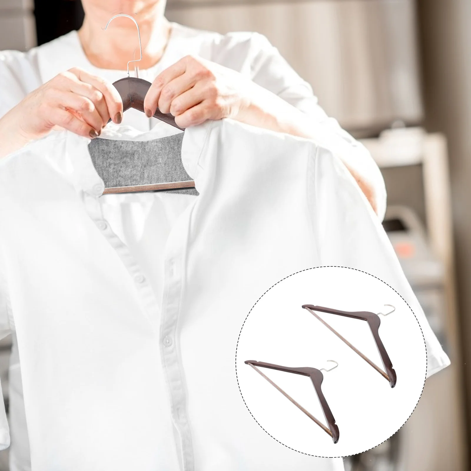 

4Pcs Solid Wood Clothes Hangers Non-Slip Heavy Duty Coat Sweater Dress Suit Clothes Organizer Solid Wood Hanger