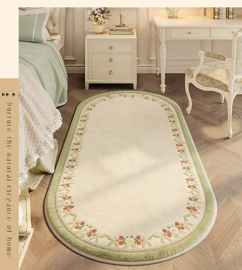 French pastoral style high-end bedroom bedside blanket imitation velvet carpet under the bed master bedroom home non-slip