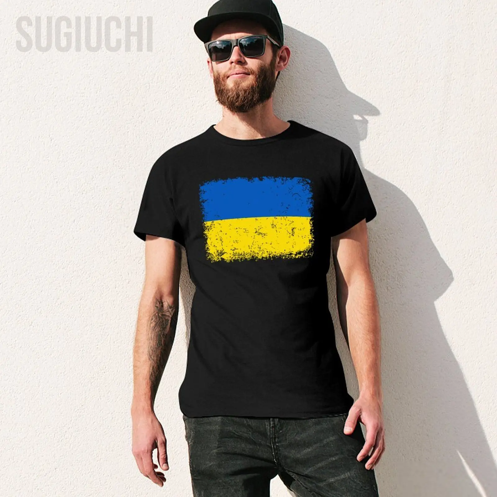 Unisex Men Vintage Ukraine Flag Ukrainian Tshirt Tees T Shirts Women Boys 100% Cotton T-Shirt