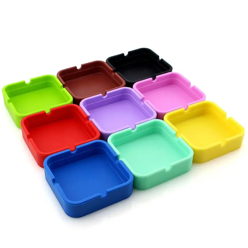 Silicone Ashtray Soft Square Ash Tray Holder Colorful Ashtray Rubber Anti-scalding Anti-fall Ashtray Rack Holder Accessories