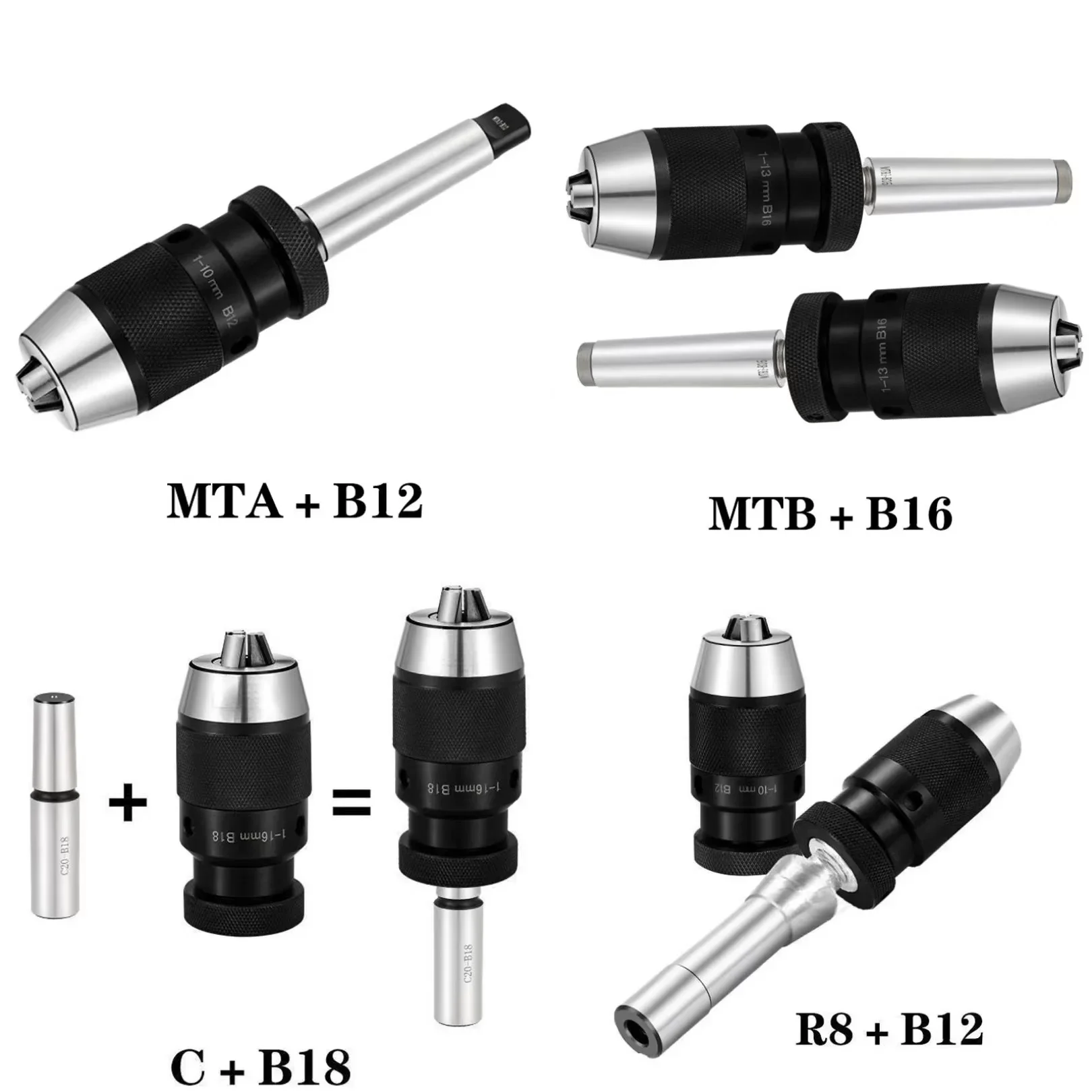 ZCD B10 B12 B16 B18 B22 MT2 MT3 MT4 MT5 R8 C20 Self-tightening Drill Chuck Three Claws Morse Drill Chuck Lathe CNC Drill Machine