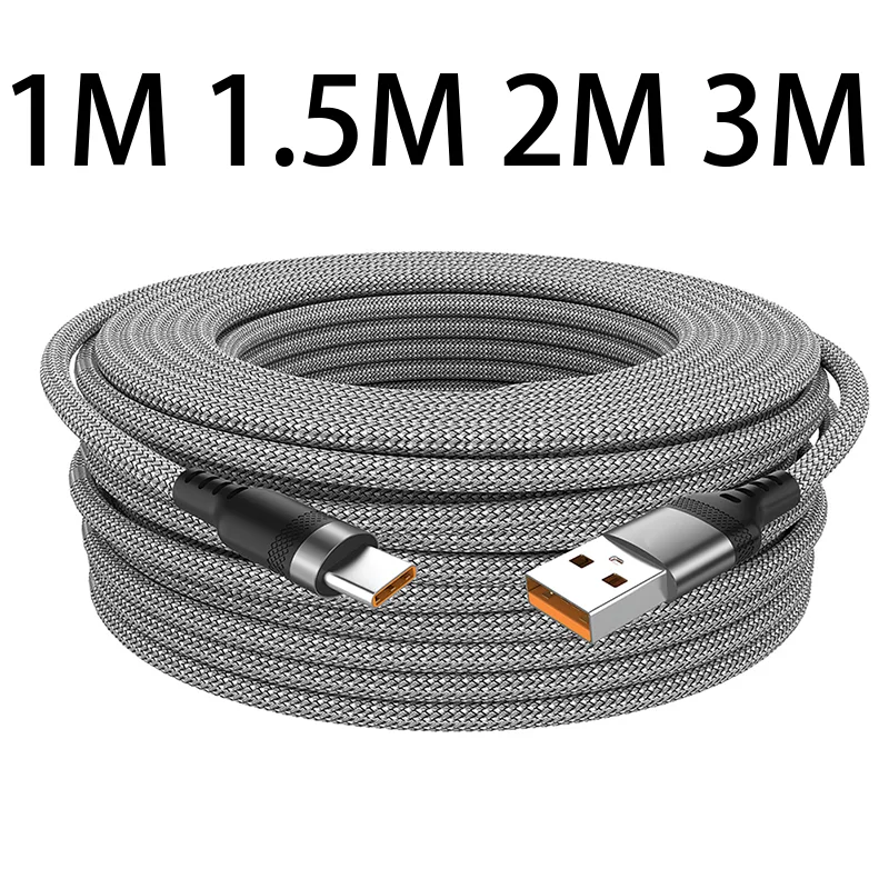 كابل شحن فائق USB من النوع C 6A لهاتف هواوي USB C ممتد 1 متر 1.5 متر 2 متر كابل 3 متر لهاتف Xiaomi Vivo Leeco OnePlus Oppo #1