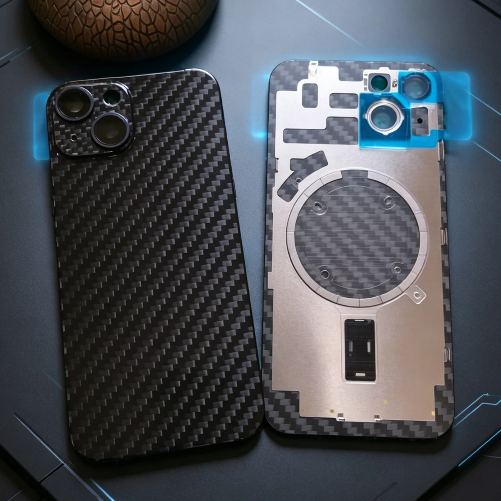 Big Hole Carbon Fiber Back Cover Replacement for iPhone 11 12 13 14 15 Pro Max Xs SE2 Lightweight Rear Panel DIY With Toolkit view 5