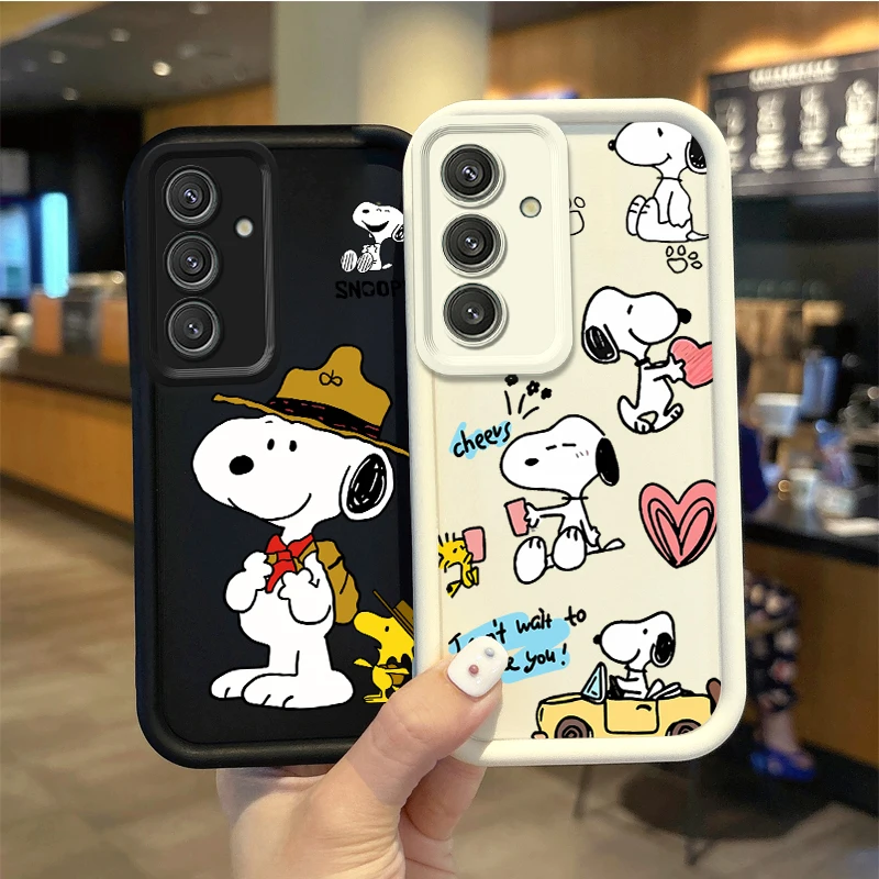 Cute Snoopy Cartoon Phone Case For Samsung Galaxy A35 A34 A33 A32 5G A31 A30 A24 A23 A22 A16 A12 A06 A03 M55 Soft Silicone Cover