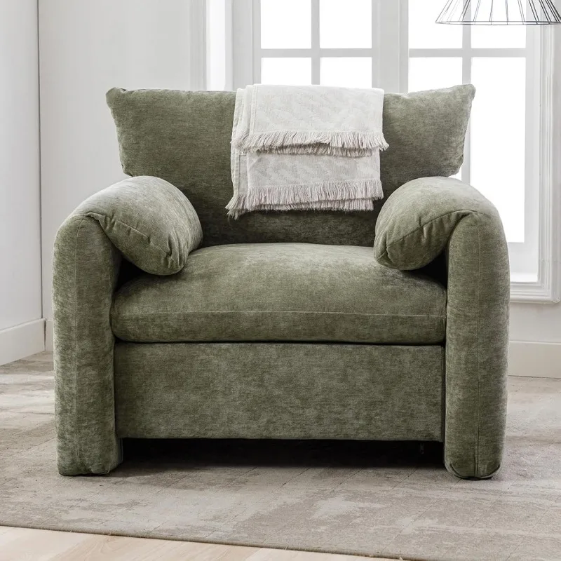 Oversized Armchair - Modern Accent Chair & Single Sofa Lounge, 34'' Wide, Comfortable Seating for Living Room & Bedroom, Green