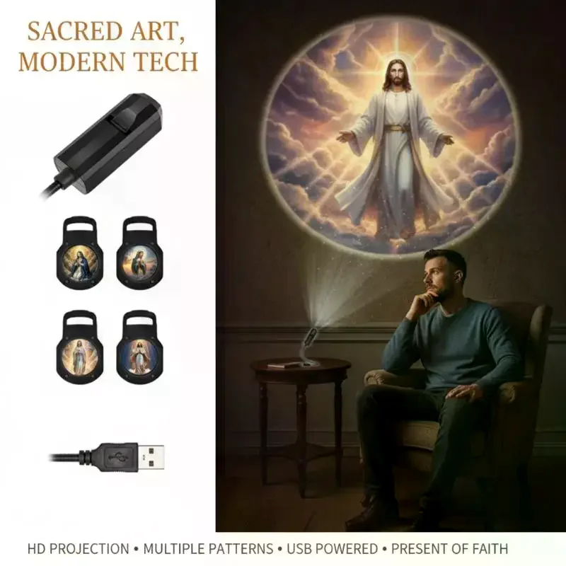 Religious Character Image Themed USB Projection Light With Twelve Patterns Perfect For Room Ceiling Background Decoration