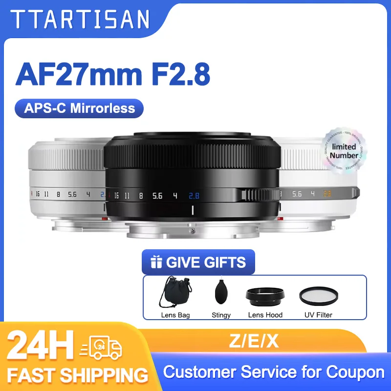 TTArtisan 27mm F2.8 Auto Focus Eye Recognition Camera Lens for Fujifilm XF XA2 XT4 Sony E ZVE10 A7C A7S2 A7M2 NIKON Z ZFC Z30 Z9