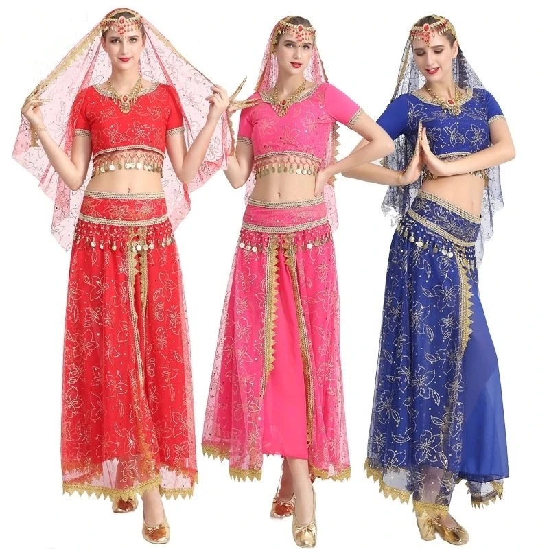 

Костюмы для танца живота для взрослых для женщин, сценические представления, костюмы для индийского танца для женщин, восточные индийские танцевальные костюмы