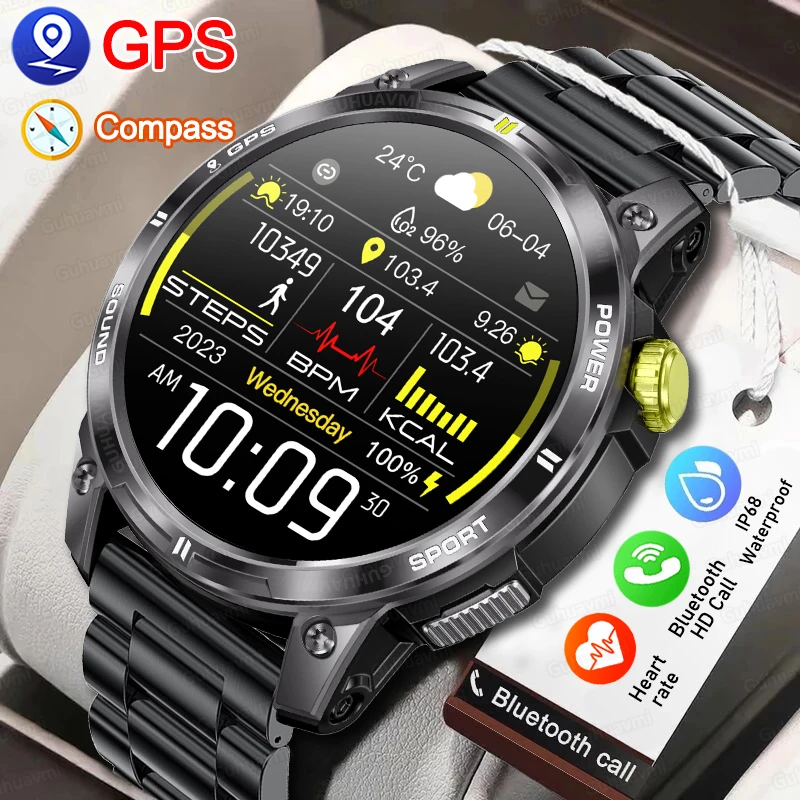 

For HUAWEI GPS Trajectory Smart Watch Men 466*466 AMOLED HD Screen Heart rate Bluetooth Call IP68 Waterproof Man Smartwatch 2024