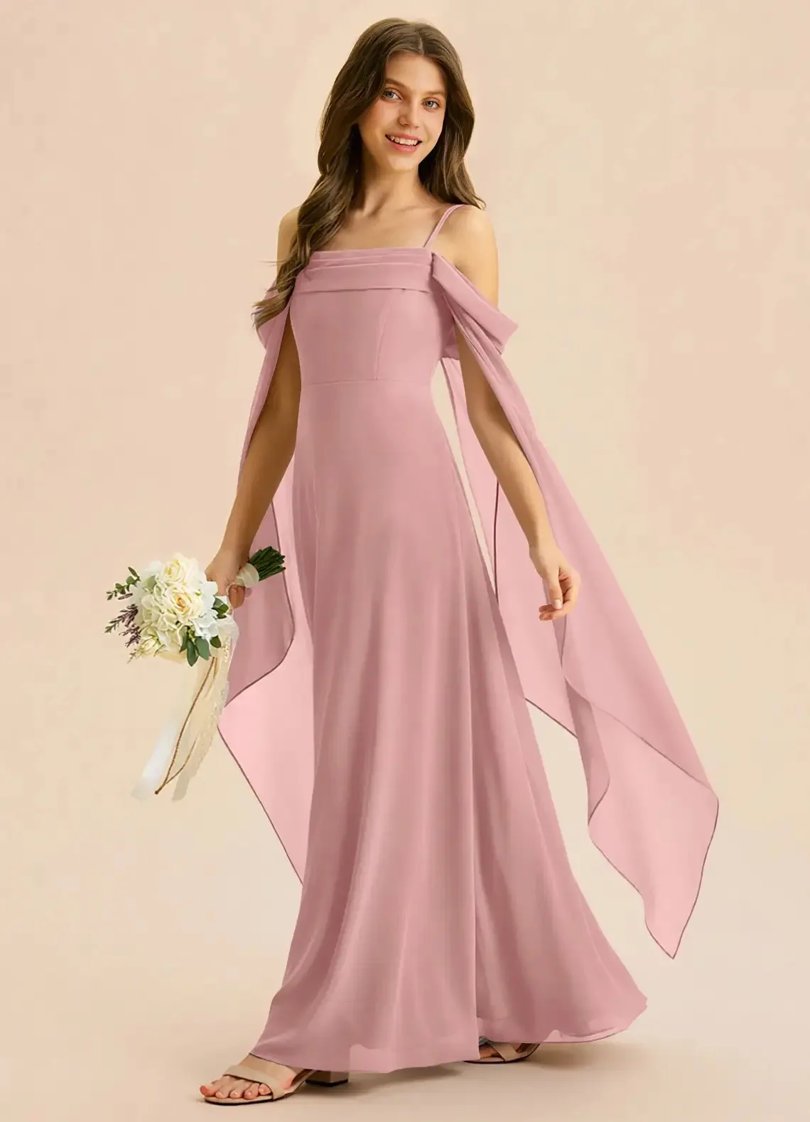 Cswdocy Graceful Girls Bridesmaid Dress Off Shoulder Side Slit Satin Long Gown Flower Girl Dress For Pageant Formal Party 2026