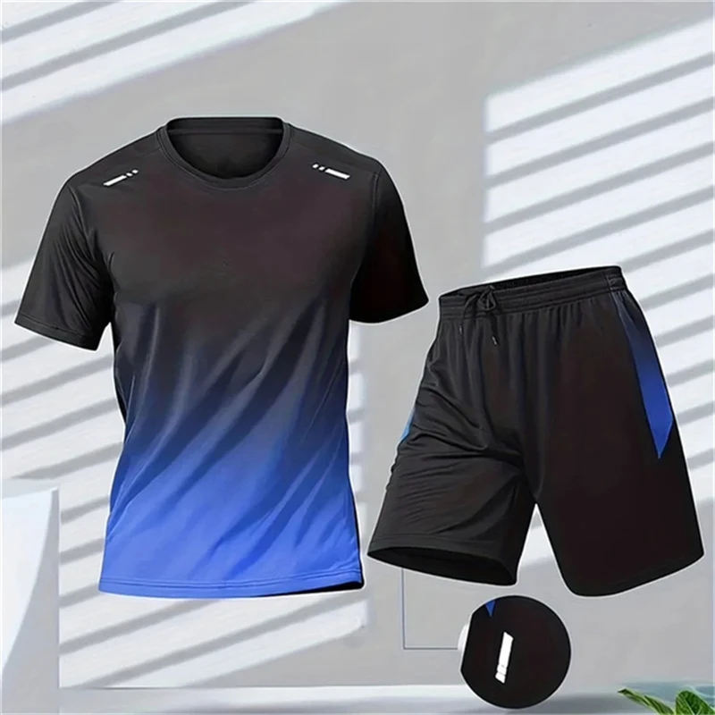 Terno gradiente respirável para homens e mulheres, casual para esportes ao ar livre, camiseta confortável de badminton, camiseta de tênis