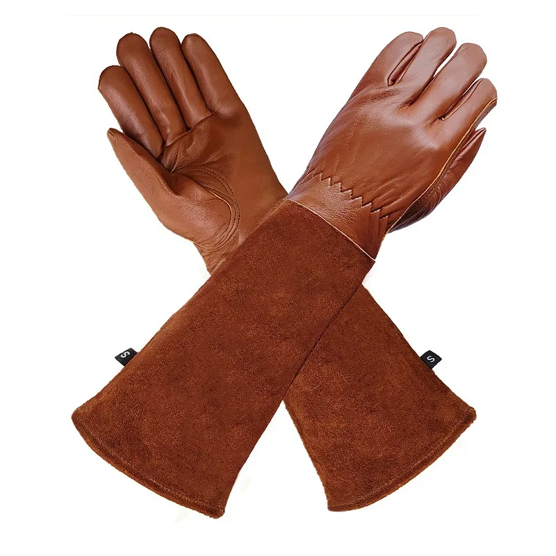 

Goatskin & Cowhide Long Cuff Gardening Gloves - Thorn Proof, Anti-Cut Beekeeping & TIG Welding Protective Work Gloves