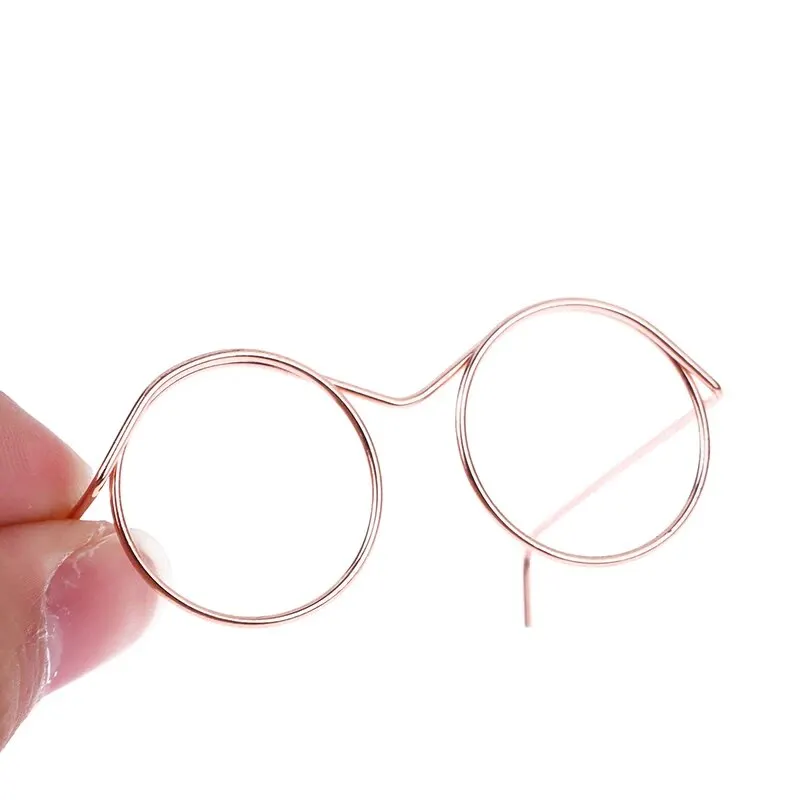 5pcs Retro Doll Glasses Metal Round Frame Lensless Eyewear Toy Miniature Eyeglasses DIY Dressing Accessories