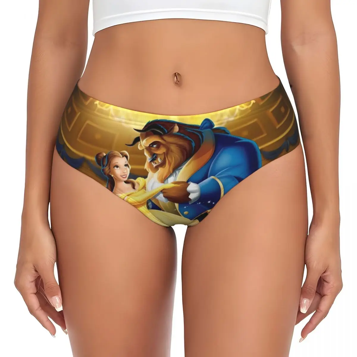 Custom Womens Belle Beauty And The Beast Cartoon Mangas Panties Breathable Comic Briefs Underwear
