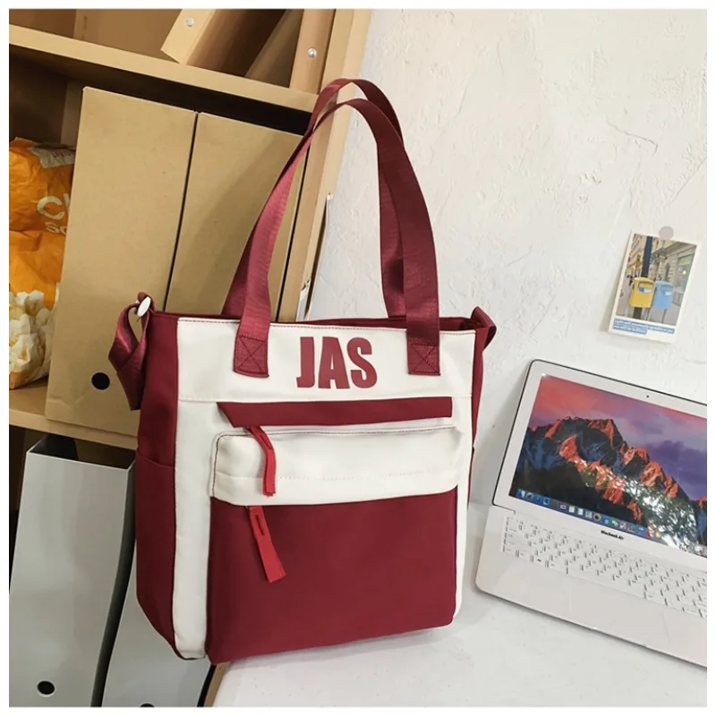 2024 New School Bag Fashionable and Lightweight  High Quality Portable Shoulder Bag Canvas Zipper Parcel Hot Selling Letters