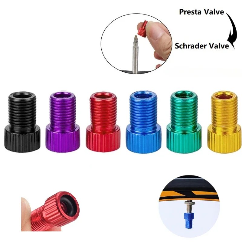 Bike Valve Adapter Convert Presta To Schrader Valve Aluminum Alloy Bicycle Pump Air Nozzle Tube Adapter Cycling Accessories