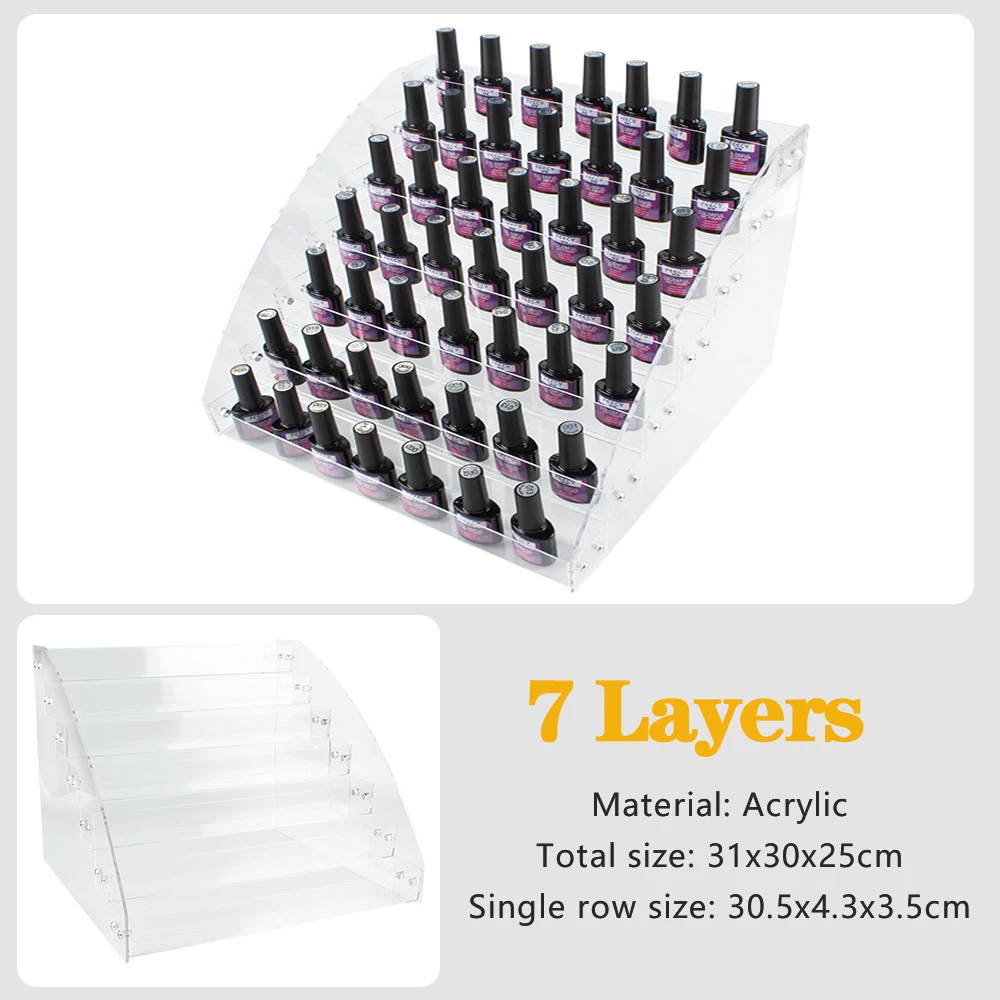 1pc 5/6/7 Layers Acrylic Nail Polish Display Organizer Shelf Clear Cosmetic Display Rack Holder Frame Jewelry Stand Storage Box