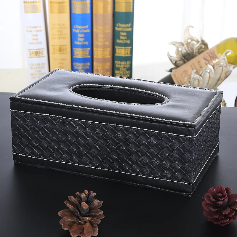 High Grade European Leather Household Tissue Box Kitchen Storage Hotel KTV Napkins Paper Box Cute Car Paper Box Organization