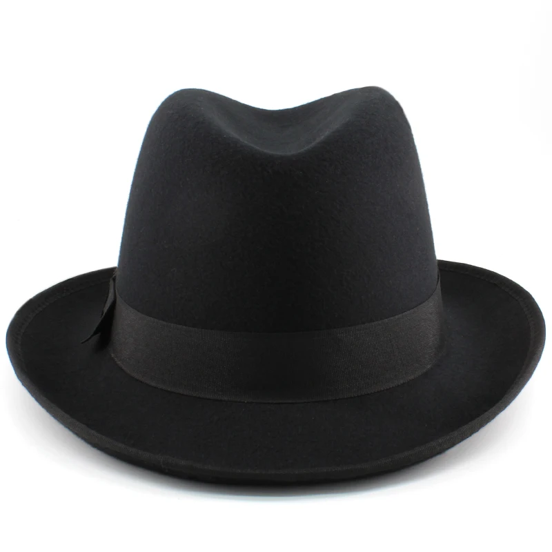 Men Women Classical Retro Wool Blend Homburg Hats Woolen Fedora Caps Trilby Sunhat Travel Party Adjustable UK M-L US 7 1/8-7 3/8