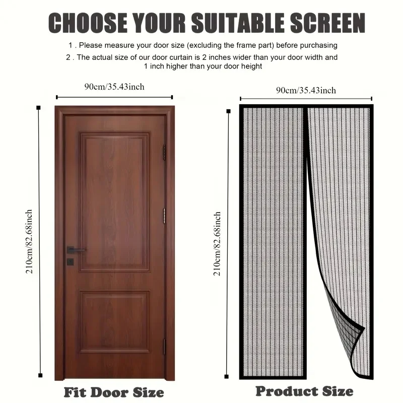 Easy-to-Install Magnetic Screen Door Fresh Air Intake Self-Sealing Heavy-Duty Mesh Curtain for All Seasons Bedroom & Home Decor