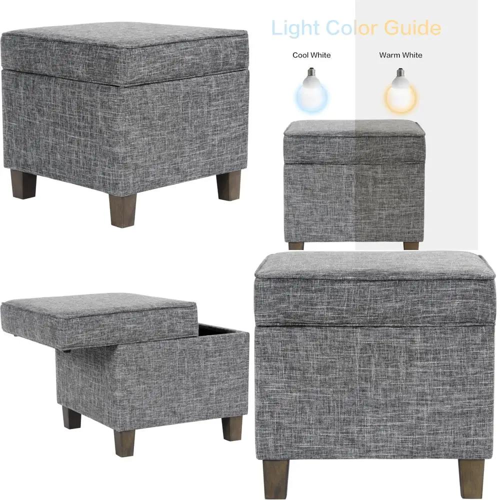 

Classic Square Ottoman with Lift-Off Lid for Storage and Living Room Use