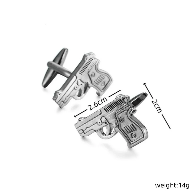 High quality black pistol cufflinks for men's wedding French shirt cuffs branded buttons, the best choice for gift giving