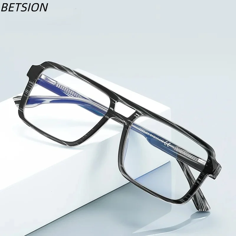 

BETSION Classic Square TR90 Reading Glasses Men's Blue Light Blocking Presbyopia Customizable Eyeglasses Prescription #2289