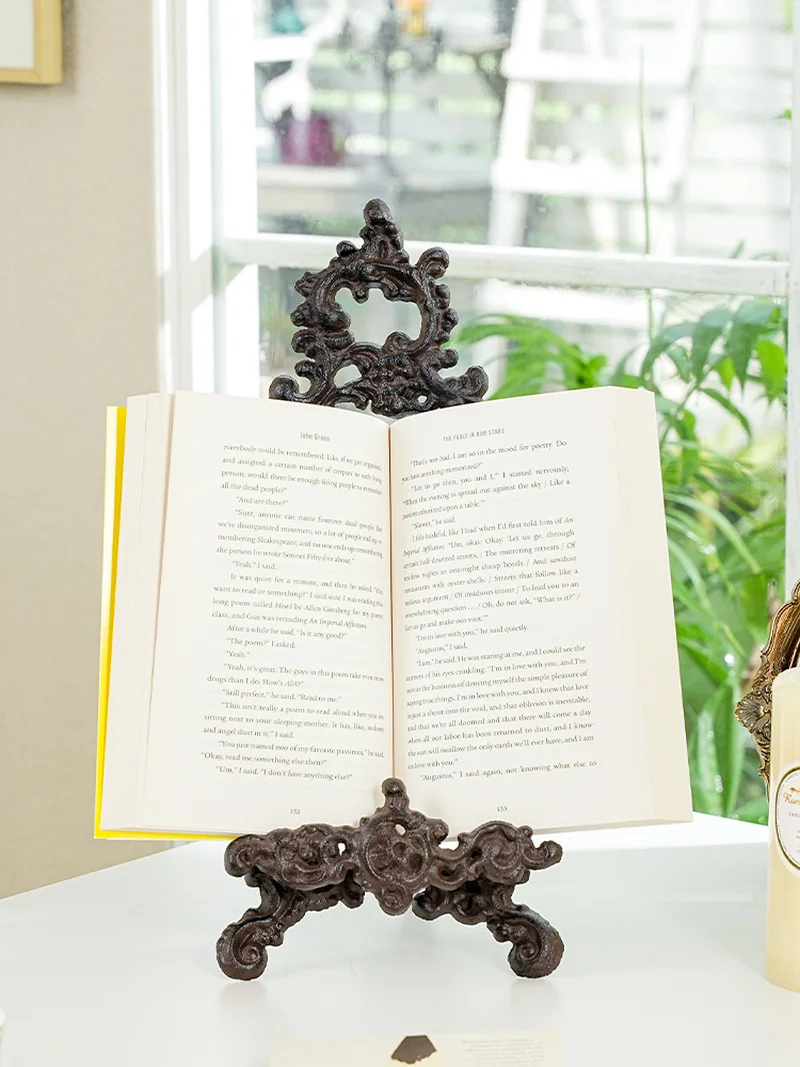 

European Creative Cast Iron Bookends Disc Easel Display Stand Magazine Newspaper Bookshelf Home Decoration Ornaments Book Stands