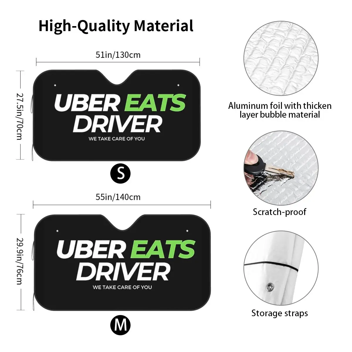 Uber Eats Driver Logo سائق توصيل الطعام ظلة الزجاج الأمامي سيارة الزجاج الأمامي نافذة الشمس قناع الملحقات يغطي