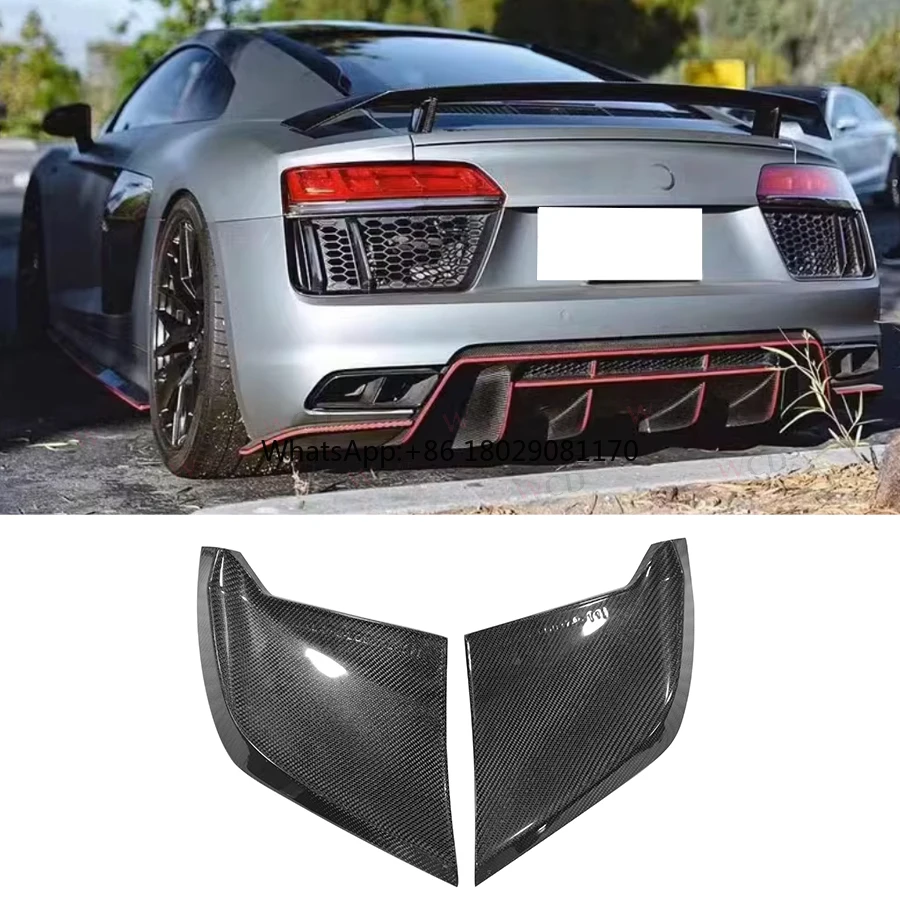 R8 Splitter belakang serat karbon untuk Audi R8 V10 Base Coupe 2-Door 2016-2018 Splitter Canards Bumper belakang