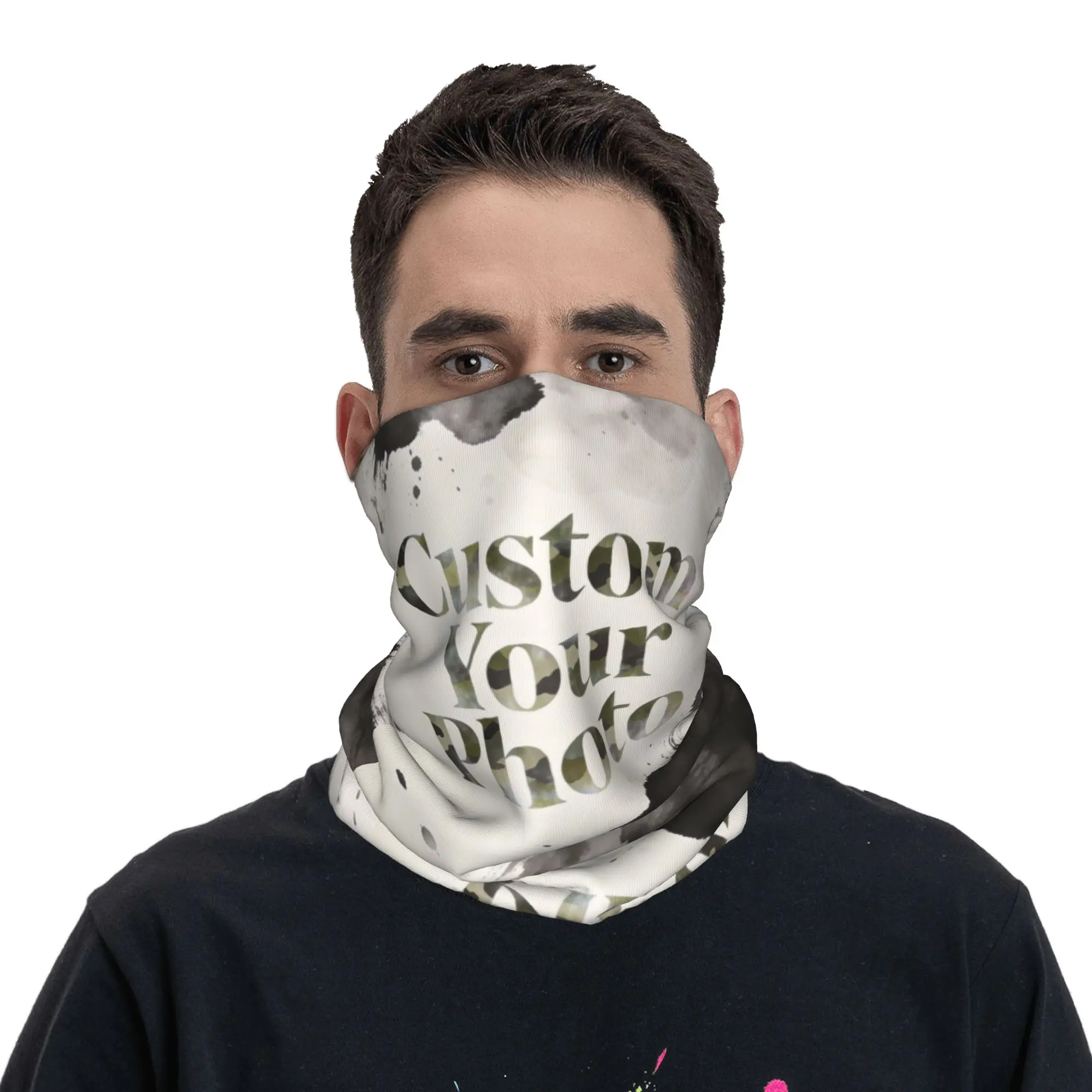 

Custom Your Photo Logo Text Bandana Neck Warmer Women Men Winter Ski Tube Scarf Gaiter Face Cover
