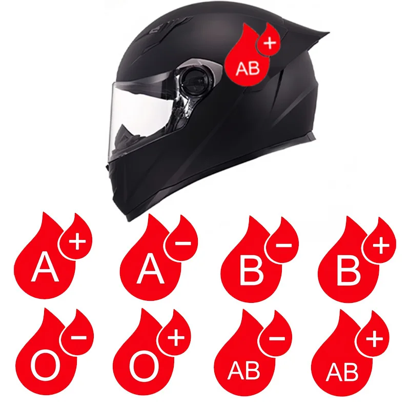 

1PC Blood Type Helmet Stickers Red Blood Drop Pattern A/B/O/AB Adhesive Decal for Motorcycle Helmet Decorative