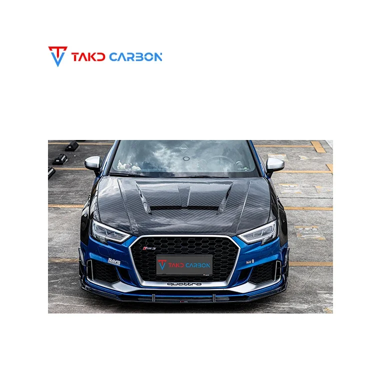 CARBON Brand Ease the Car Burden universal rear spoilers Dry Carbon Fiber Engine Hood Bonnet For AUDI RS3 Sedan 2017-2019