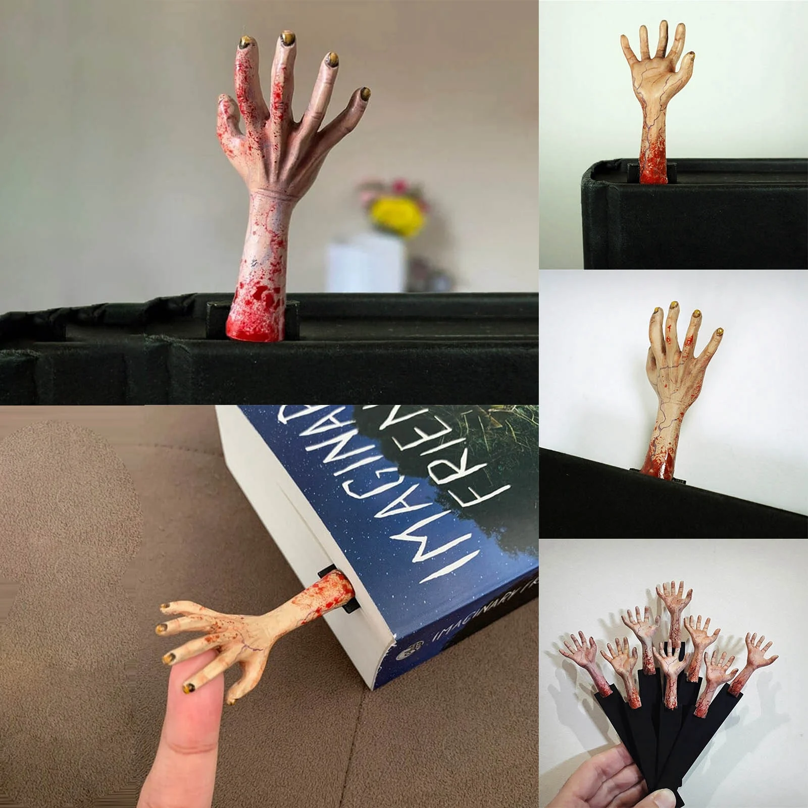 Novelty Funny Halloween Horror Hand Bookmark Decorations Resin Crafts Haunted House Secret Room Tricked Pendant Ornaments