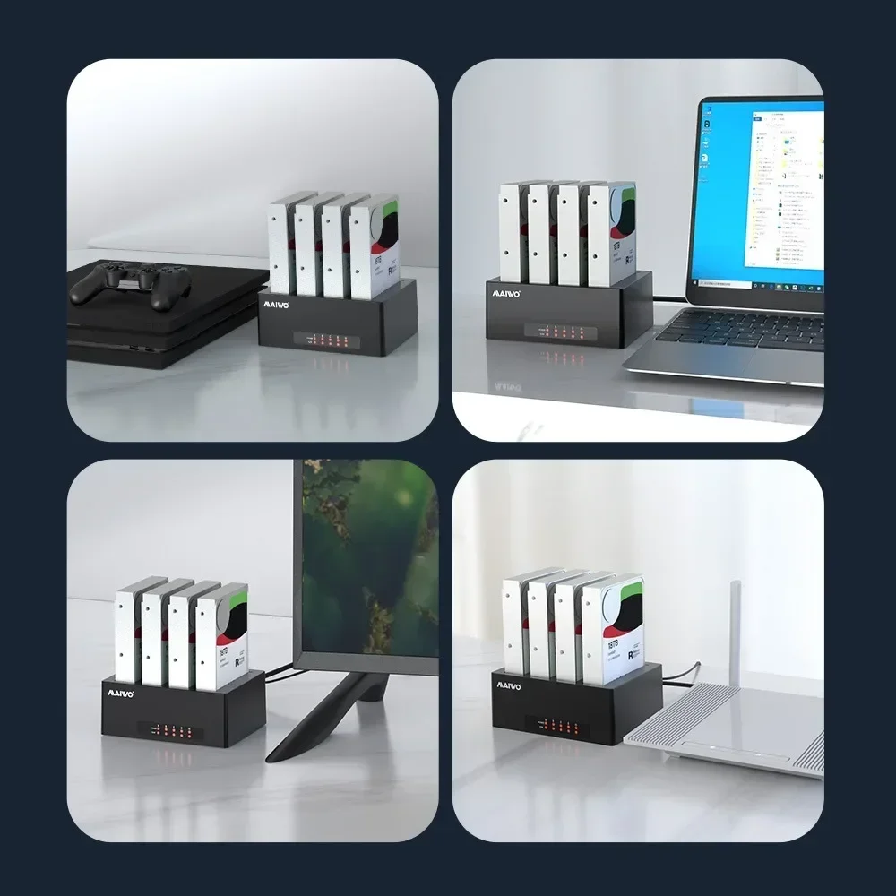 MAIWO 4-Bay HDD-Dockingstation SATA zu USB3.0 2,5' 3,5'' SSD/HDD Festplattengehäuse für 2,5 3,5 Zoll HDD-Gehäusebox – Detail 5
