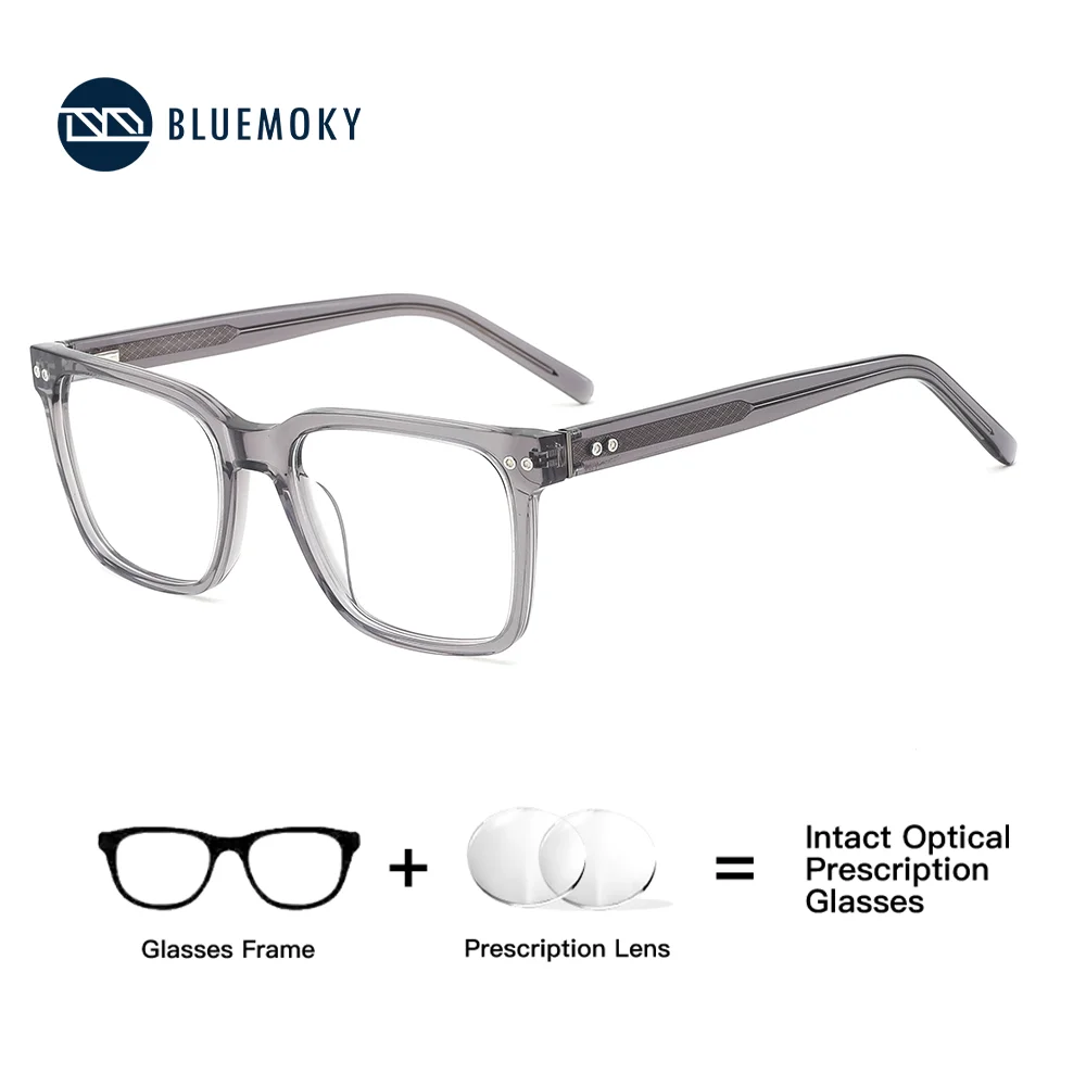 

BLUEMOKY Womens Modish Square Prescription Glasses Handmade Acetate Photochromic Optical Eyeglasses Progressive Eyewear