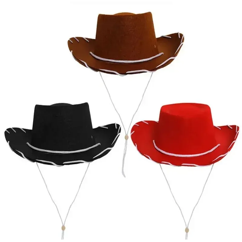 1PC Children's Cowboy Hat Halloween Carnival Party COSPLAY Stereotypes Hat Men's Large Brim Decorative Bowler Hat