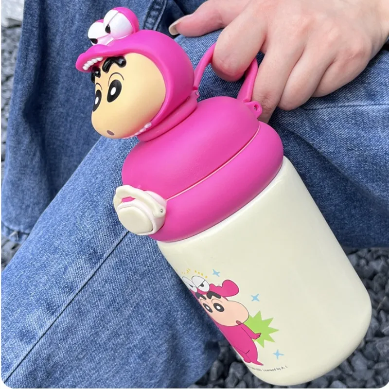 Bandai Crayon Shin-chan Children's Double Drink Thermos Cup 500ml Cartoon Waniyama Doll Portable Thermal and Cold Water Cup