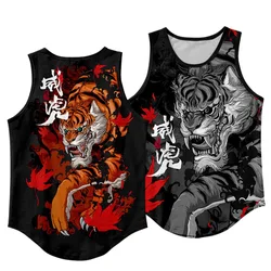 Workout Tops Black Tiger Print Vest Clothing Men Gym Singlet Muscle Stringer Tank Tops Fitness Sports Sleeveless Shirt