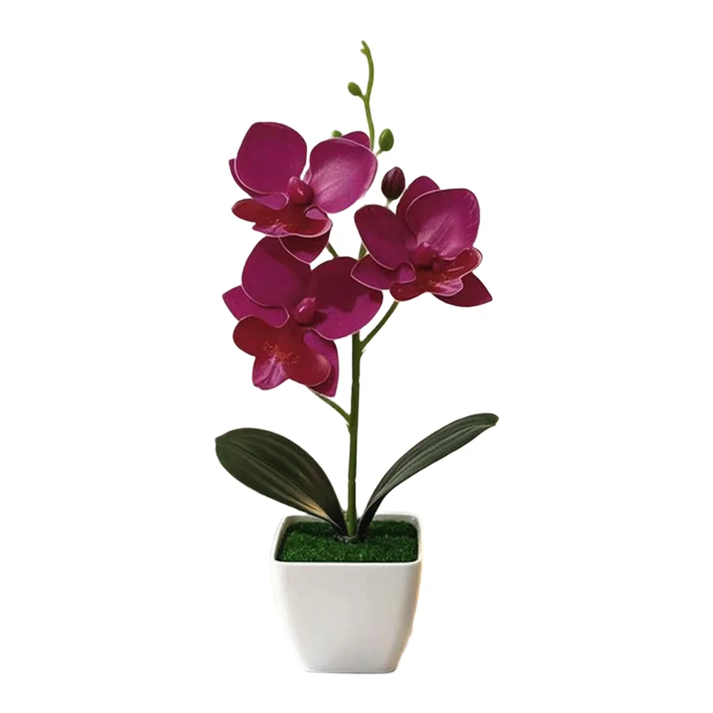 Realistic Plastic Orchid Flowers Potted for Wedding Centerpieces Photography Props Living Room Desktop Decoration