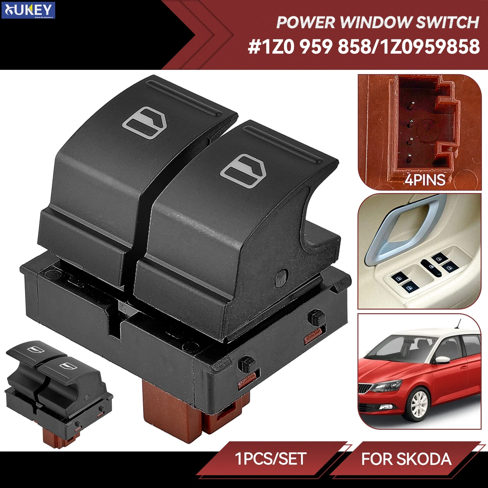 زر مفتاح تحكم رئيسي لرفع النوافذ ، طاقة إلكترونية مزدوجة ، مناسب لسكودا أوكتافيا فابيا 2 06-14 غرفة ييتي ، 1Z0959858