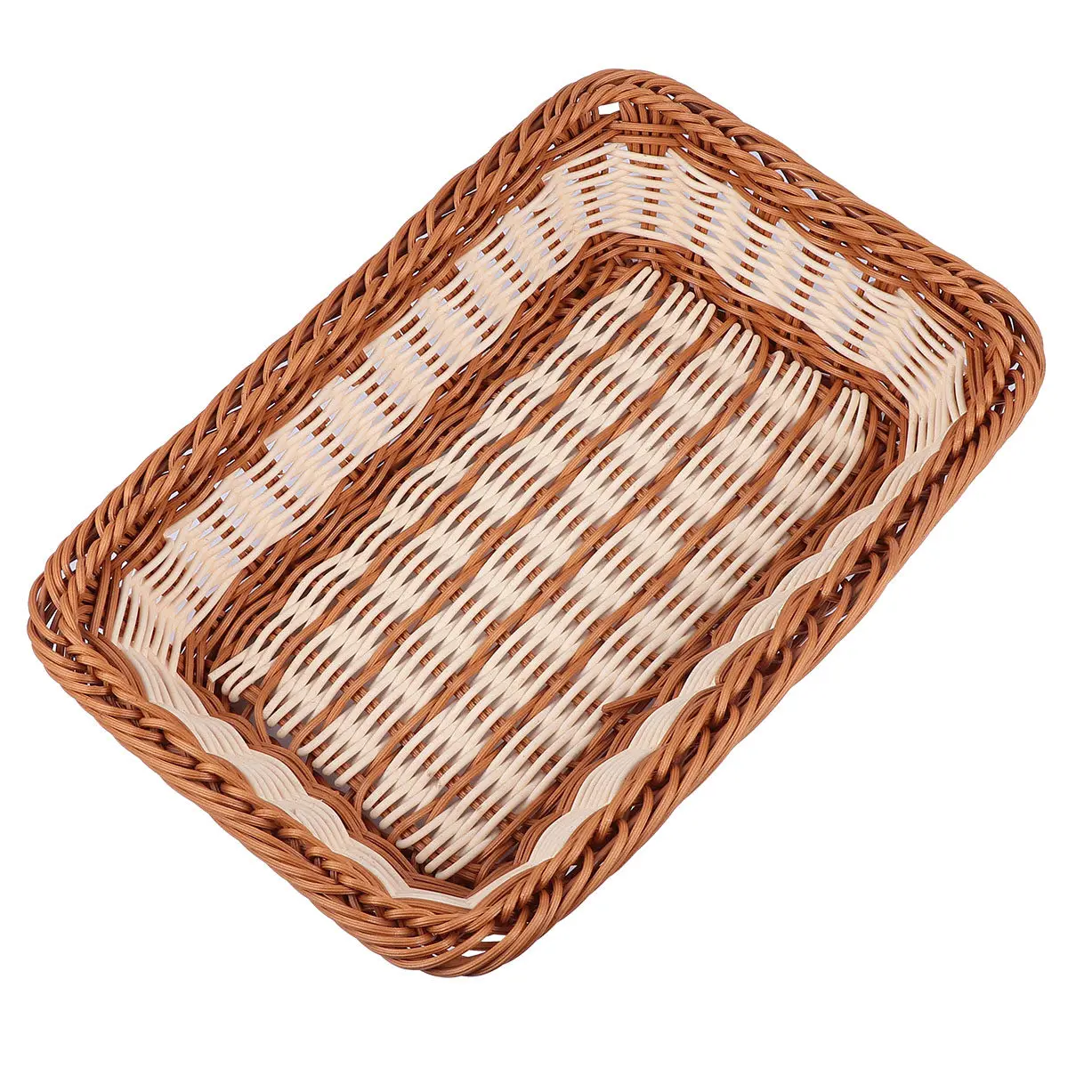 1Pcs Exquisite Hand-Woven Woven Basket Premium Material Rustic Style Storage Basket for Fruit Vegetables Cookies Magazines